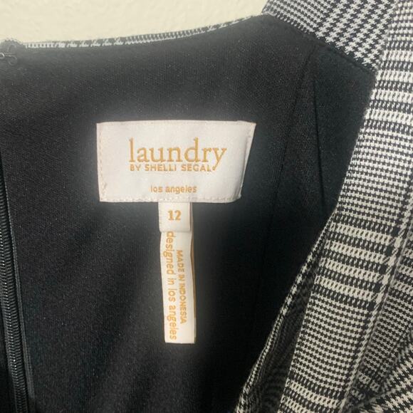 Laundry by Shelli Segal Glen Plaid Jumpsuit Cropped One Pc BLack White sz 12‎ - Picture 10 of 12